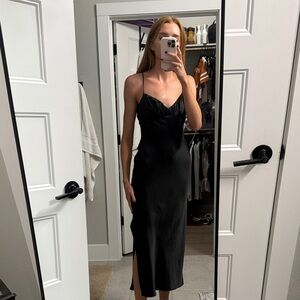 Zara Black Midi Dress with Spaghetti Straps